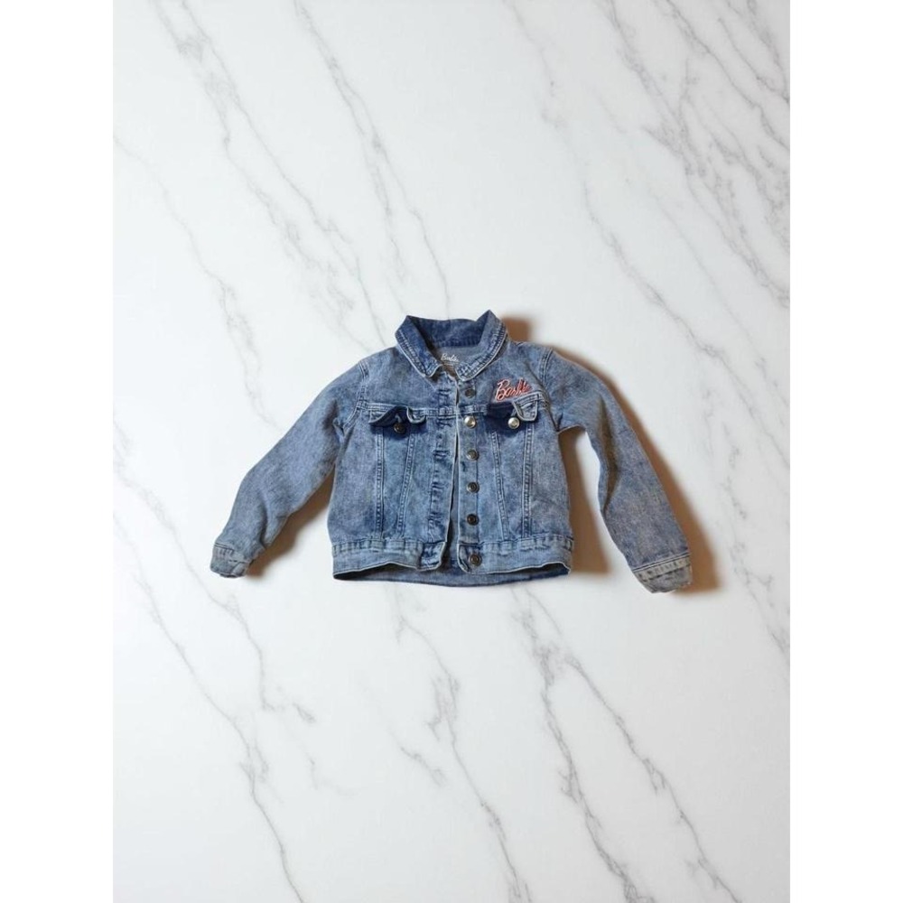 Barbie Girls Acid Wash Denim Jacket Girl Revolution Graphic Blue Size S 6-6X